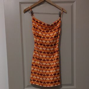 Urban Outfitters Vibrant Orange Pattern Mini Dress